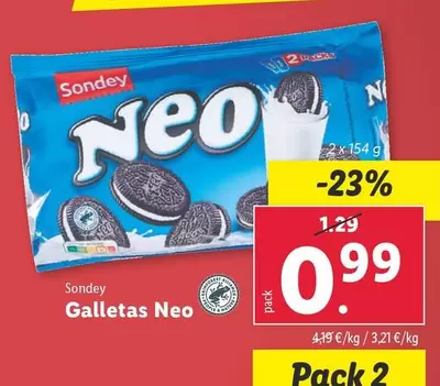 Oferta de Sondey - Galletas Neo por 0,99€ en Lidl