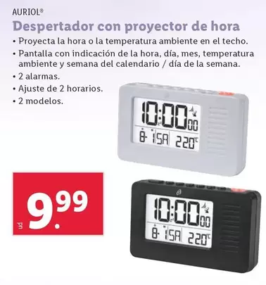 Oferta de Auriol - Despertador Con Proyector De Hora por 9,99€ en Lidl