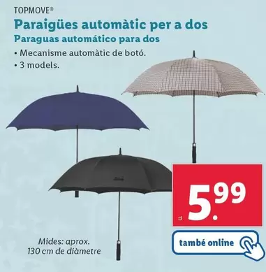 Oferta de Top Move - Paraguas Automático Para Dos por 5,99€ en Lidl