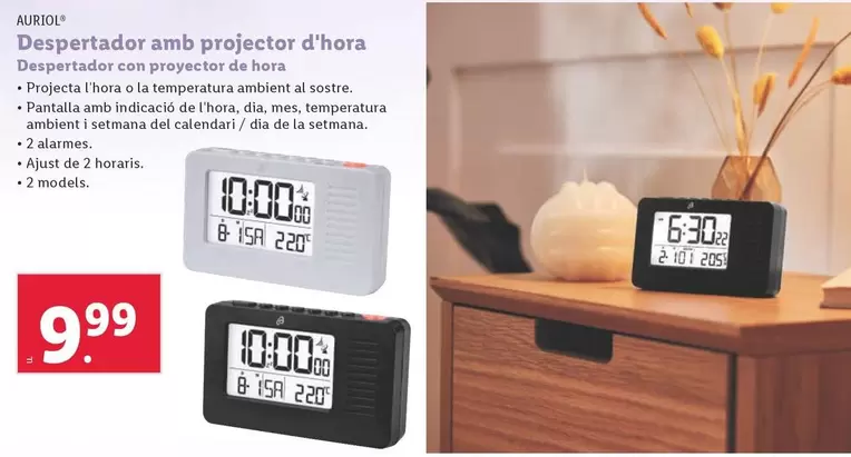 Oferta de Auriol - Despertador Amb Projector D'hora por 9,99€ en Lidl