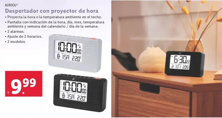 Oferta de Auriol - Despertador Con Proyector De Hora por 9,99€ en Lidl