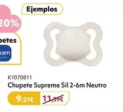 Oferta de Chupete Supreme Sil 2-6m Neutro por 9,27€ en Prénatal