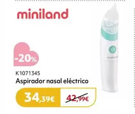 Oferta de Miniland - Aspirador Nasal Eléctrico por 34,39€ en Prénatal