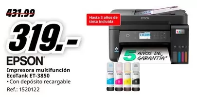 Oferta de Epson - Impresora Multifunción Ecotank Et-8350 por 319€ en MediaMarkt