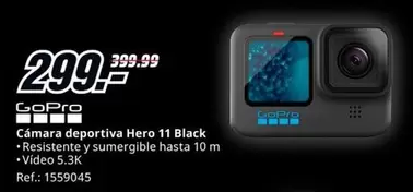 Oferta de GoPro - Cámara Deportiva Hero 11 Black por 299,99€ en MediaMarkt