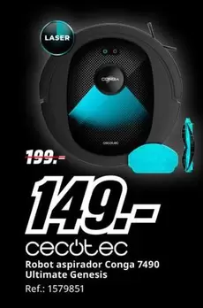 Oferta de Cecotec - Robot Aspirador Conga 7490 Ultimate Genesis por 149€ en MediaMarkt