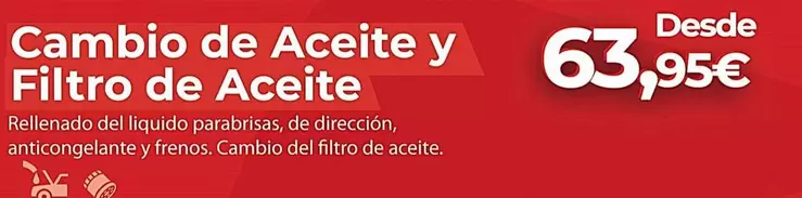 Oferta de Cambio De Aceite Y Filtro De Aceite por 63,95€ en MotorTown