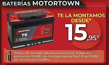 Oferta de Motortown - Baterías por 15,95€ en MotorTown