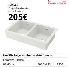 Oferta de Blanco - Fregadero Frente Visto 2 Senos por 205€ en IKEA