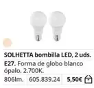 Oferta de Blanco - Solhetta Bombilla Led por 5,5€ en IKEA