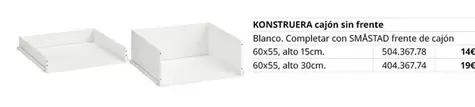 Oferta de Blanco - Konstruera Cajon Sin Frente por 1,9€ en IKEA