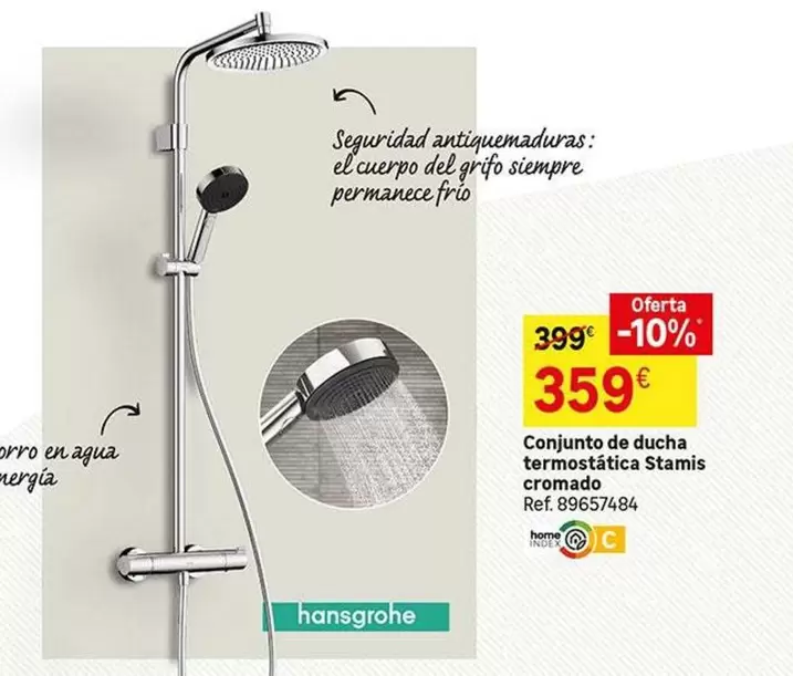 Oferta de Hansgrohe - Conjunto De Ducha Termostatica Stamis Cremada por 359€ en Leroy Merlin