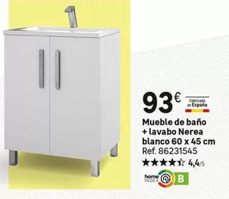 Oferta de Blanco - Mueble De Baño + Lavabo Nerea  60 X 45 Cm por 93€ en Leroy Merlin