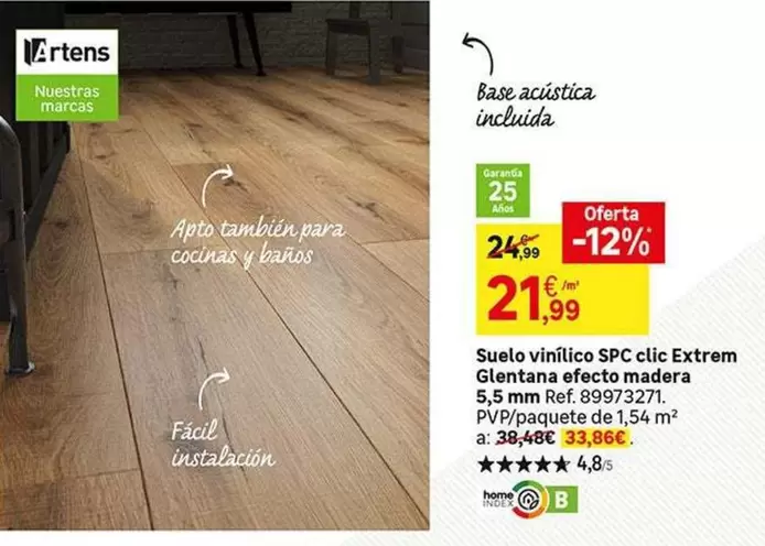 Oferta de SPC - Suelo Vintilico Spc Clic Extrem Glentana Efecto Madera por 21,99€ en Leroy Merlin