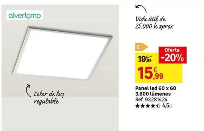 Oferta de Panel Led 60 X 60 por 15,99€ en Leroy Merlin