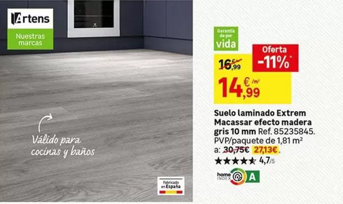 Oferta de Suelo Laminado Extrem Macassar Efecto Madera por 14,99€ en Leroy Merlin