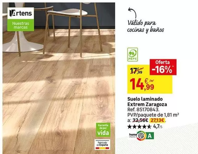 Oferta de Suelo Laminado Extrem Zaragoza por 14,99€ en Leroy Merlin