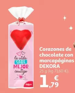 Oferta de Dekora - Corazones De Chocolate Con Marcapaginas por 1,79€ en Alcampo