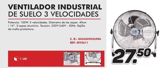 Oferta de Ventilador Industrial  por 27,5€ en Mandatelo.com