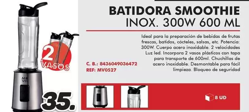 Oferta de Batidora Smoothie Inox por 35€ en Mandatelo.com