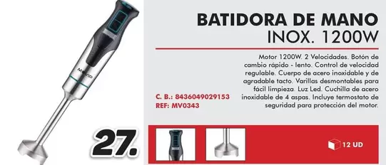 Oferta de Muvip - Batidora De Mano Inox por 27€ en Mandatelo.com