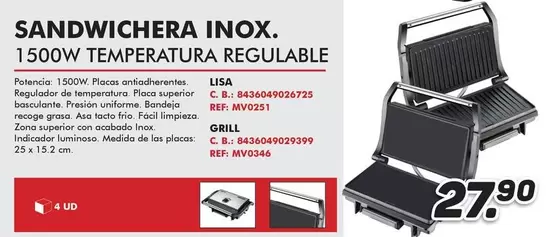 Oferta de Sandwichera Inox por 27,9€ en Mandatelo.com