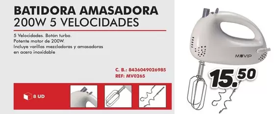 Oferta de Muvip - Batidora Amasadora por 15,5€ en Mandatelo.com