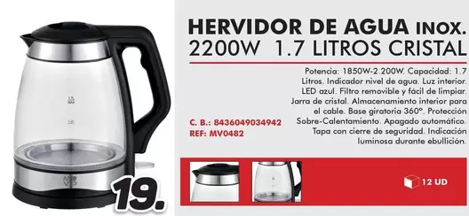 Oferta de Muvip - Hervidor De Agua Inox. por 19€ en Mandatelo.com