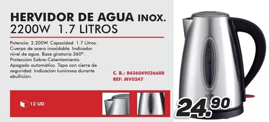 Oferta de Muvip - Hervidor De Agua Inox. por 24,9€ en Mandatelo.com