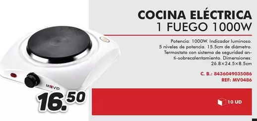 Oferta de Muvip - Cocina Eléctrica  por 16,5€ en Mandatelo.com