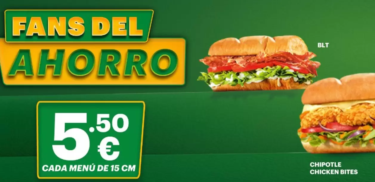 Oferta de Chipotle Chicken Bites por 5,5€ en Subway