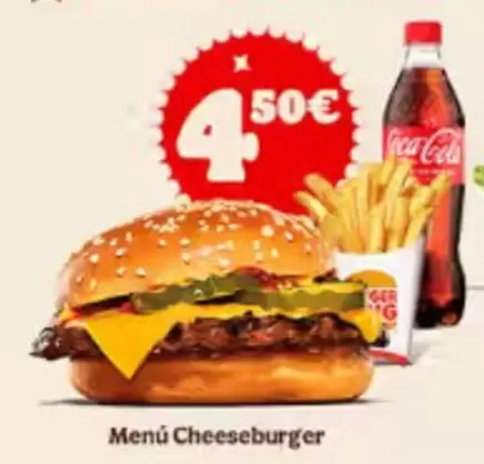 Oferta de Coca-Cola - Menu Cheeseburger por 4,5€ en Burger King