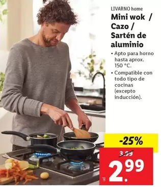 Oferta de Livarno Home - Mini Wok/Cazo/Sartén De Aluminio por 2,99€ en FACTORI discount