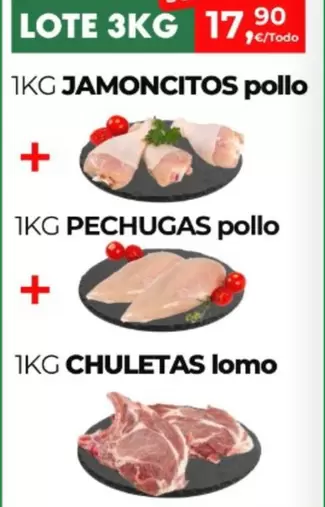 Oferta de Jamoncitos Pollo/ Pechugas Pollo/ Chuletas Lomo por 17,9€ en Quality Supermercados