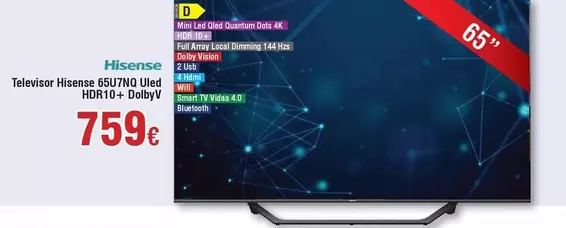 Oferta de Hisense - Televisor 65ur/hd Uled por 759€ en Froiz