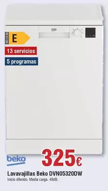 Oferta de Beko - Lavavajillas Dvn05320dw por 325€ en Froiz