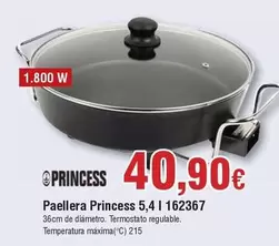 Oferta de Princess - Paellera  5,4 L por 40,9€ en Froiz