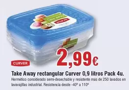 Oferta de Curver - Take Away Rectangular Curver 0,9 Litros Pack 4u. por 2,99€ en Froiz