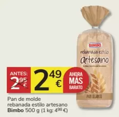 Oferta de Bimbo - Pan De Molde Rebanada Estilo Artesano por 2,49€ en Consum