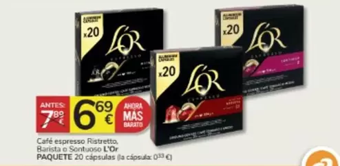 Oferta de L'or - Cafe Espresso Ristretto, Barista O Scrantikos por 6,69€ en Consum