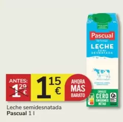 Oferta de Pascual - Leche Semidesnatada por 1,15€ en Consum