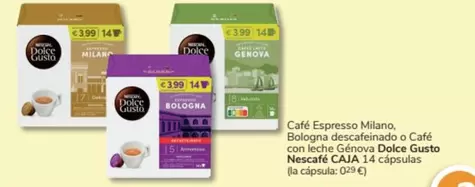 Oferta de Dolce Gusto - Cafe Espresso Milano, Bologna Decafeinado O Cafe Con Tech Cenovo  Nescafé en Consum