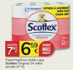 Oferta de Scottex - Papel Higiénico Doble Capa Original 24 Rollos por 6,59€ en Consum