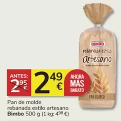 Oferta de Pan -  De Molde Rebanada Estilo Artesano por 2,49€ en Consum