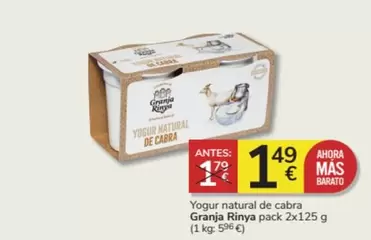 Oferta de Granja riña - Yogur Natural De Cabra Granja por 1,49€ en Consum