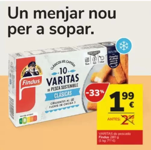 Oferta de Findus - Varitas Del Pescado por 1,99€ en Consum