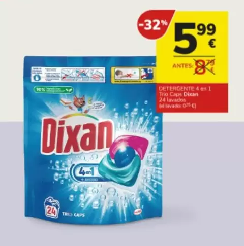 Oferta de Dixan - Detergente 4 En 1 por 5,99€ en Consum