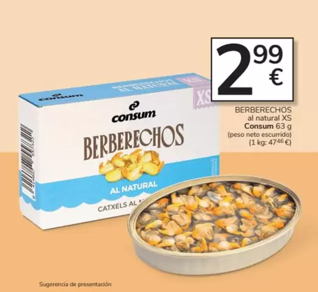 Oferta de Consum - Berberechos Al Natural por 2,99€ en Consum