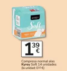 Oferta de Kyrey - Compresas Normal Alas Soft 14 Unidades por 1,39€ en Consum