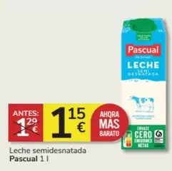 Oferta de Pascual - Leche Semidesnatada por 1,15€ en Consum